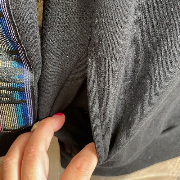 PINK Victoria’s Secret black cowl neck, rainbow stripe, sequin bling sweater, S - Picture 6 of 8